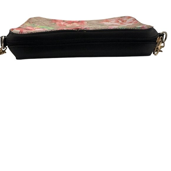 Floral Pattern Crossbody Bag With Gold Chain Strap & Black Accents - Picture 5 of 12